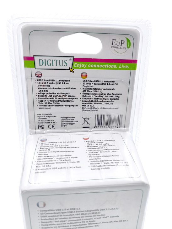 Digitus 10-port USB HUB with Power Adapter (USB2.0)