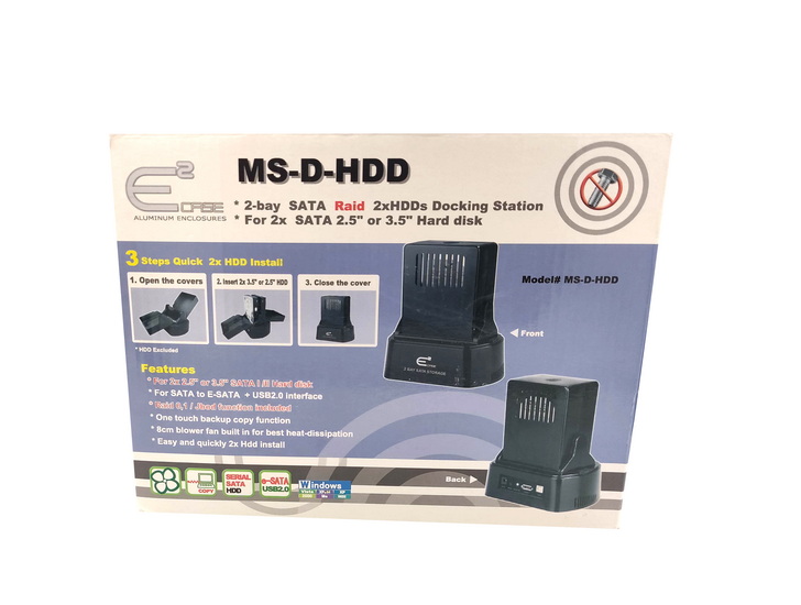E2 Case HDD Enclosures MS-D-HDD 2XHDDs Disk Docking Station New