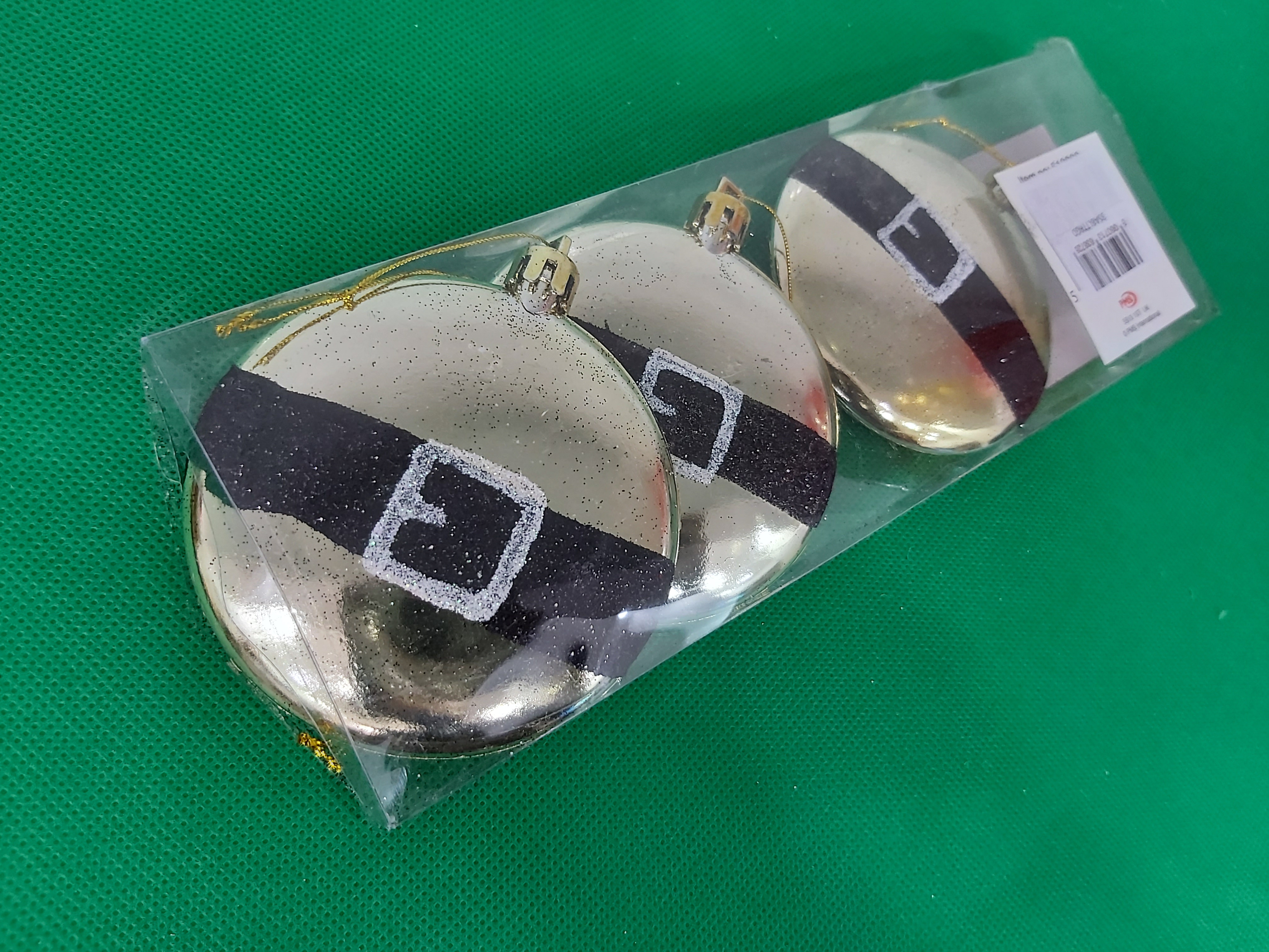 Snow White Set Of 3 Santa Belt Tree Trim Gold