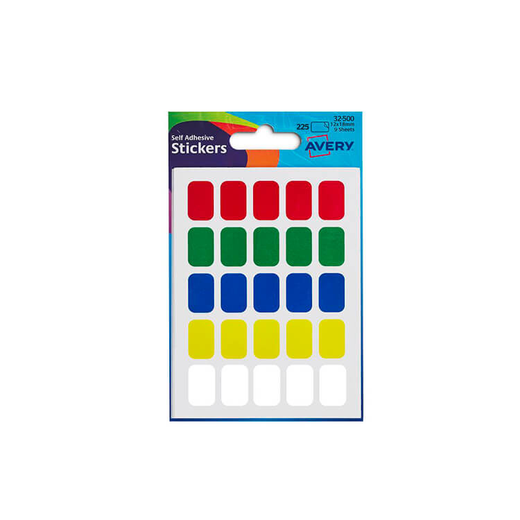 Avery Stickers 32 500 Various 12 by18 Mm 225 Rectangular