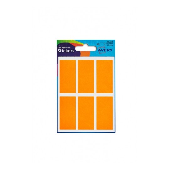 Avery Stickers 32 222 Bright Orange 50X25Mm 36 Rectangle