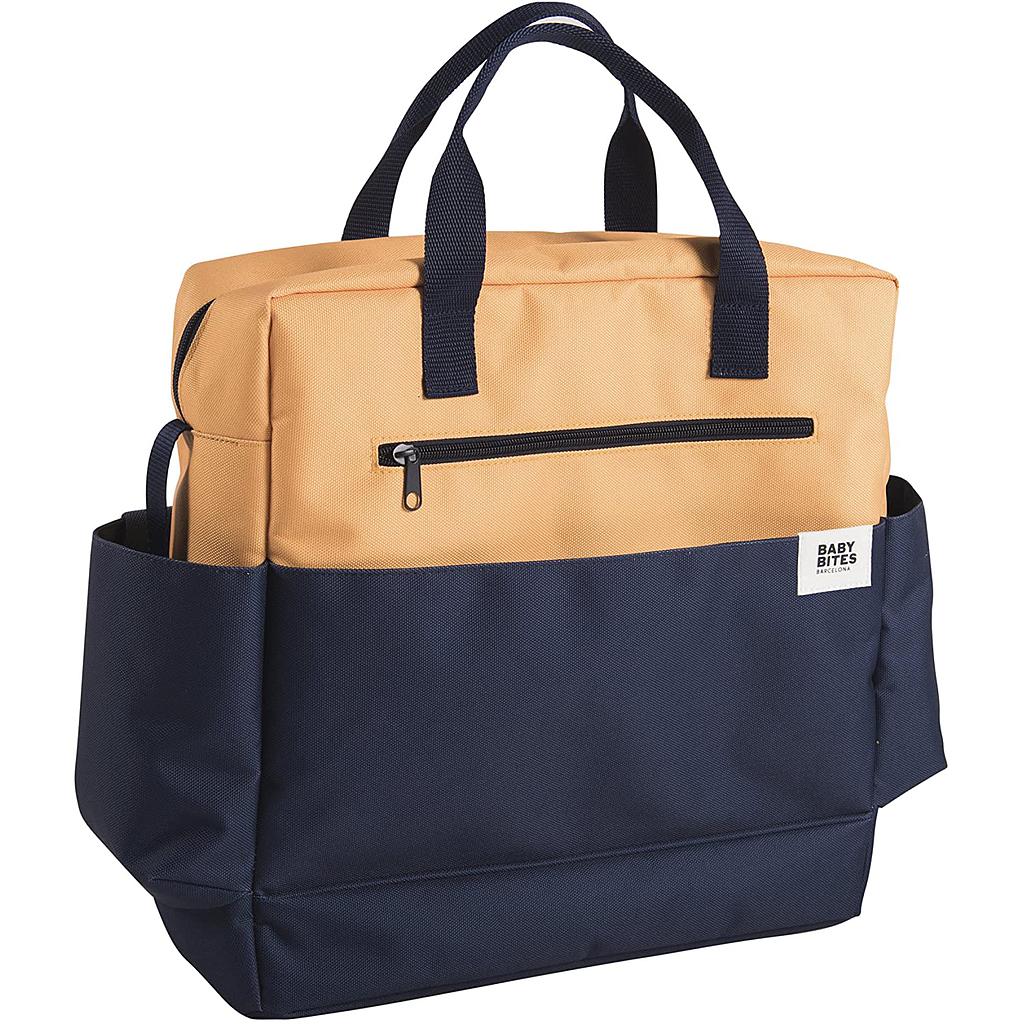 Baby Bites Waterproof bag for pram Blue Navy & Mustard New 36X48cm