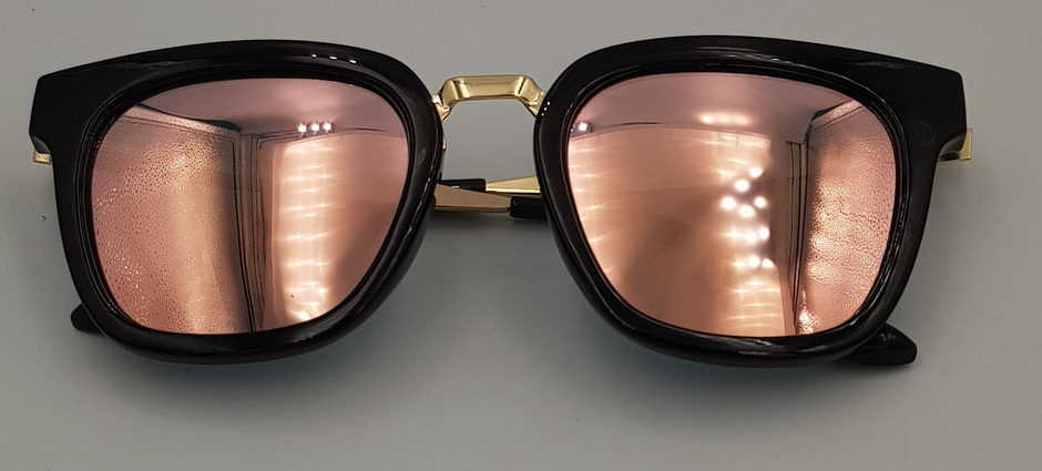 Lux Lenses UK SunGlasses Model WPRP 0912 Pink Gold Black Wayfarer Style Plastic Metal