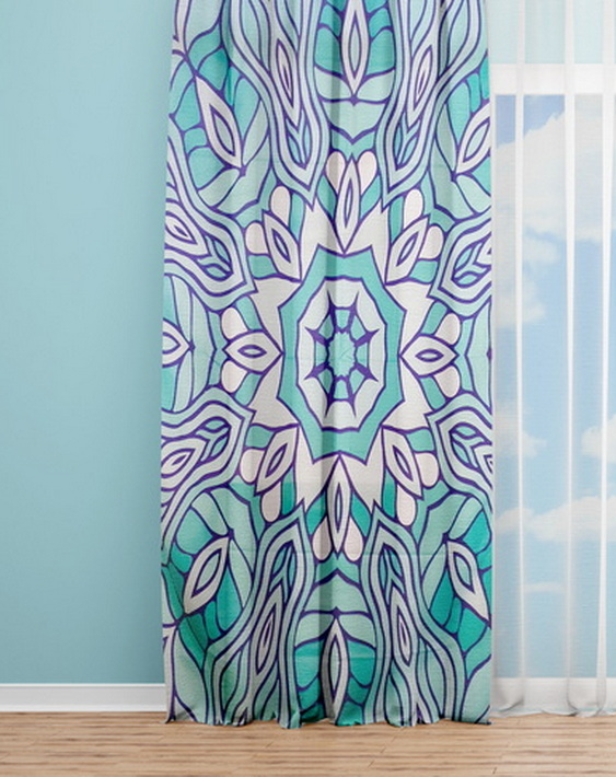 OYO Home SL FPR 8AS New 240cm Mandela Light Blue Curtains 140cm