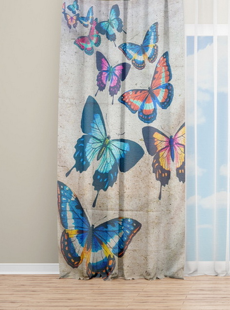 OYO Home SL FPR 26AS New 240cm Butterflies Multi Colour Curtains 140cm