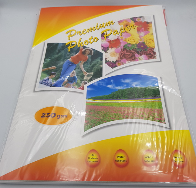 Unb New Premium Photo Paper 230GSM A4 20 Sheets Water Resistant Glossy Surface