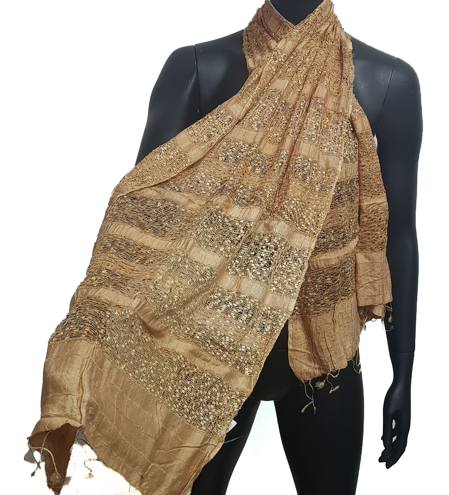 Articiones Indian Dupatta Scarf Brown Silk New 170cm 50cm