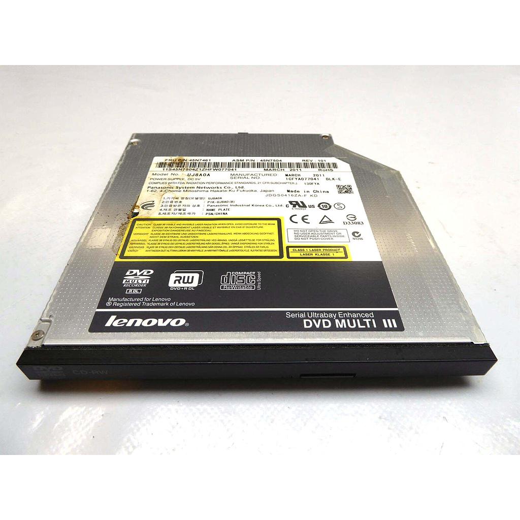 Lenovo Thinkpad 15.6 T510 W520 SATA DVD RW Burner Drive UJ8A0A Fru 45N7461 Used