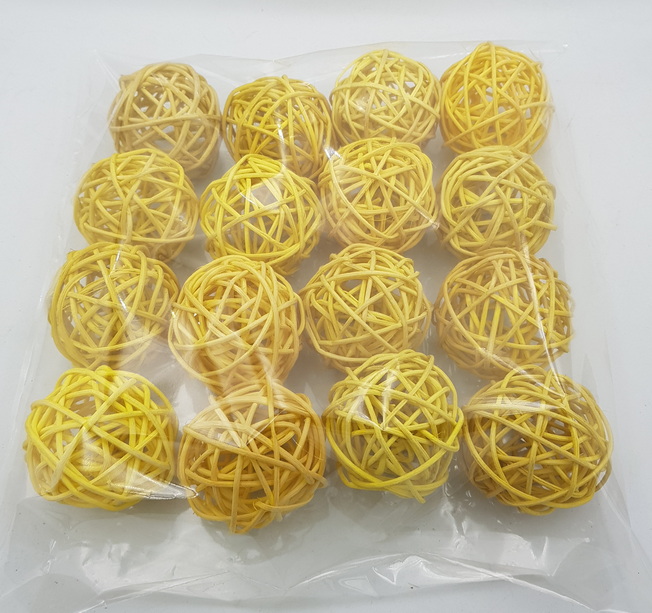 Yellow Wicker Rattan Balls Home Christmas Wedding Party Decorative Crafts 16Pcs