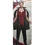 Carnival Costume Dracula Vest Pants Cap Medallion Teeth Large
