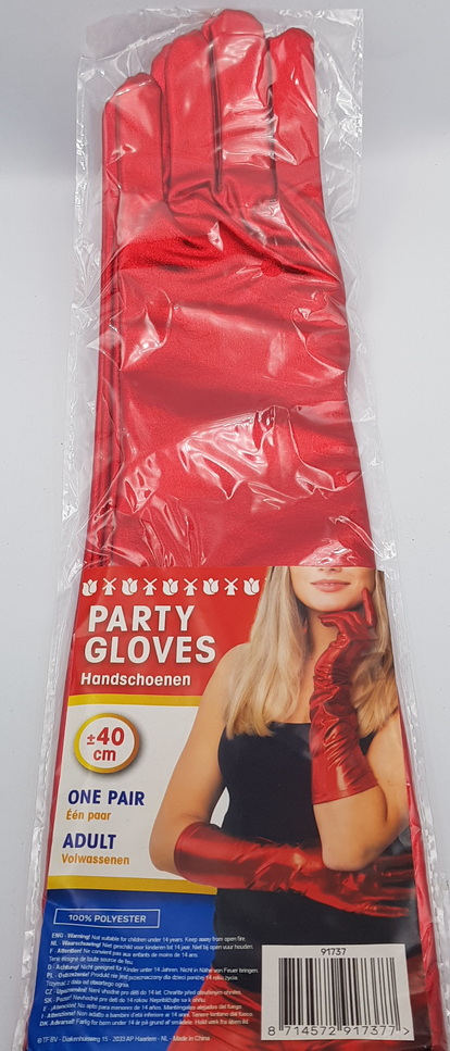 Carnival Costume Party Gloves Red 40cm One Pair