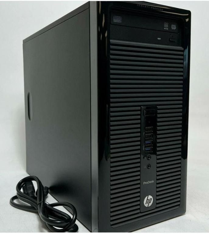 Hp ProDesk 400 G1 MT Desktop Mini Tower Used A G3220 2.6 Ghz 4GB Memory Win7 Pro 300Gb HDD HD Graphics