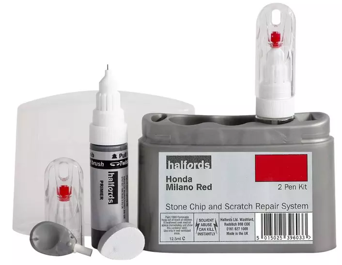 Halfords scratch chip repair for Honda Milano Red 396036